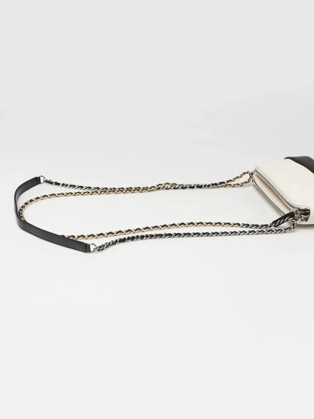 Chanel White/Black Quilted Calfskin Leather Gabrielle Clutch with Chain Bag